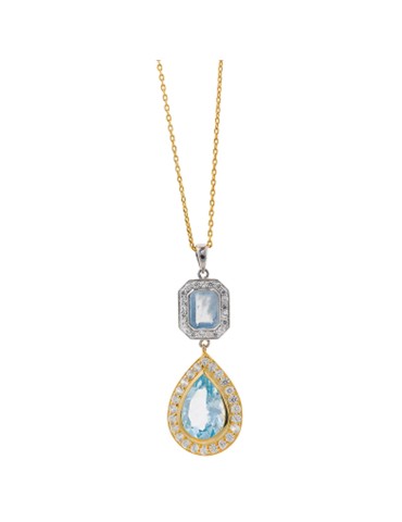Salvatore Plata Necklace - 925% Silver Gilded - Aquamarine - 247C0041
