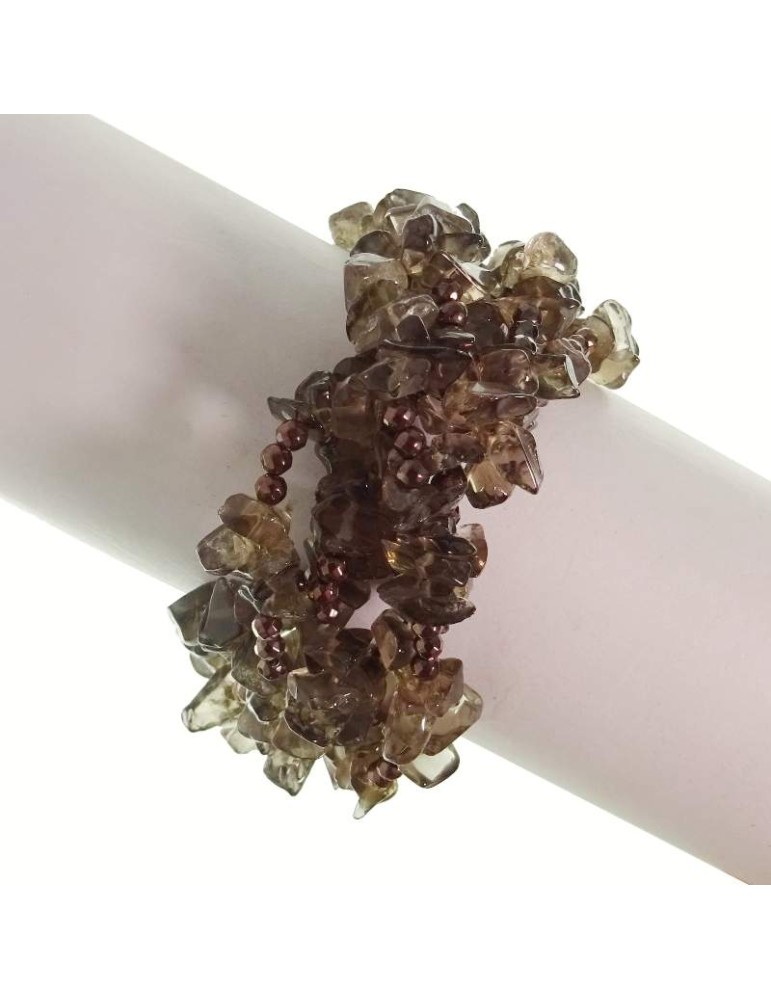 Bracciale Rajola - Multifilo - Quarzo Fumè -Ematite Marrone-54-489-918