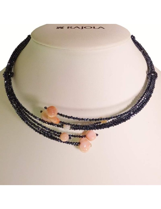 Collana Rajola - Multifilo - Spinello Blu - Corallo Rosa - 54-497-4