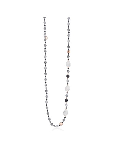 Collana Lelune Glamour - Perle Flat - Quarzo Cloudy - LGNK783