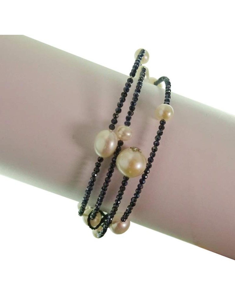 Bracciale Rajola - Multifilo - Spinello Blu - Perle Bianche-54-497-218