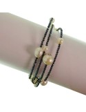 Rajola Bracelet - Multistrand - Blue Spinel - White Pearls-54-497-218
