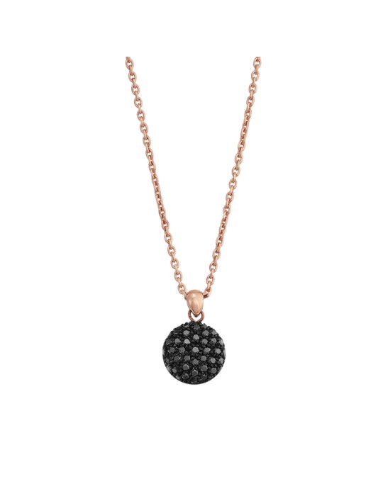 Italo Bottene - IB Noir Necklace in 18K Rose Gold with Pendant and 0.40 ct Black Diamonds - 0