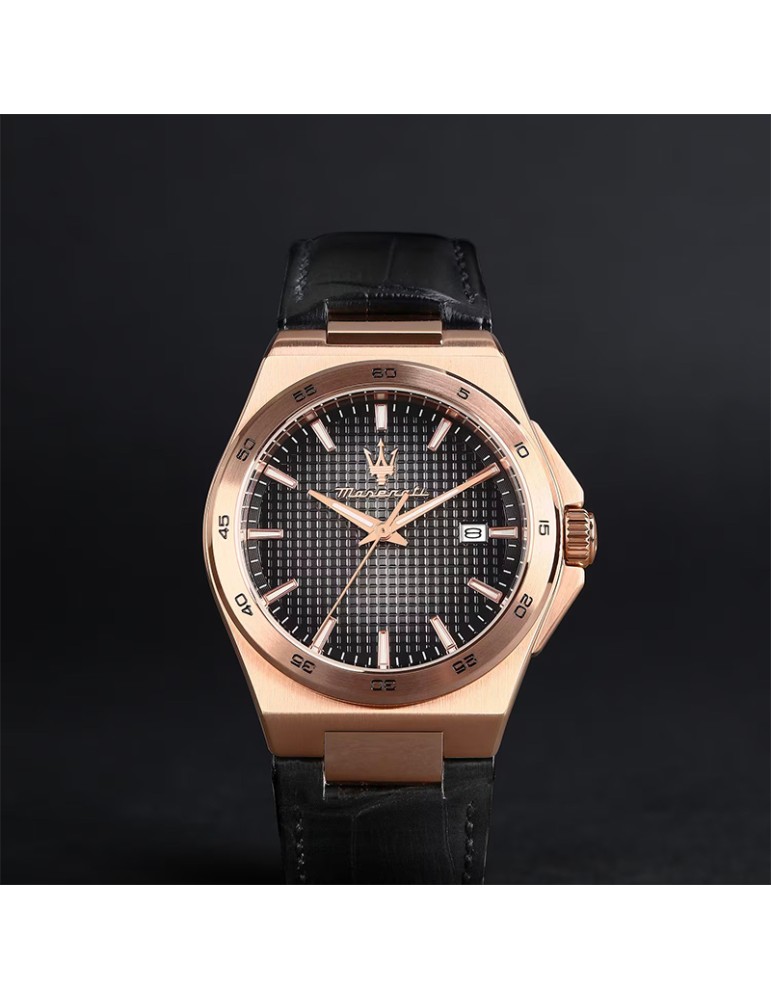 Orologio Maserati - Tempo e Data - Rose Gold - 40mm - Nero-R8851153001