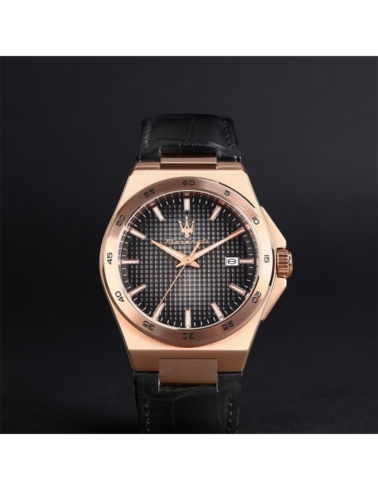 Orologio Maserati - Tempo e Data - Rose Gold - 40mm - Nero-R8851153001