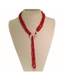 Rajola Necklace - Multistrand - Red Coral-Sardonic Cameo-56-685-36X