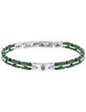 Maserati Bracelet - 316L Steel - Green Links - Silver - JM425ATZ66