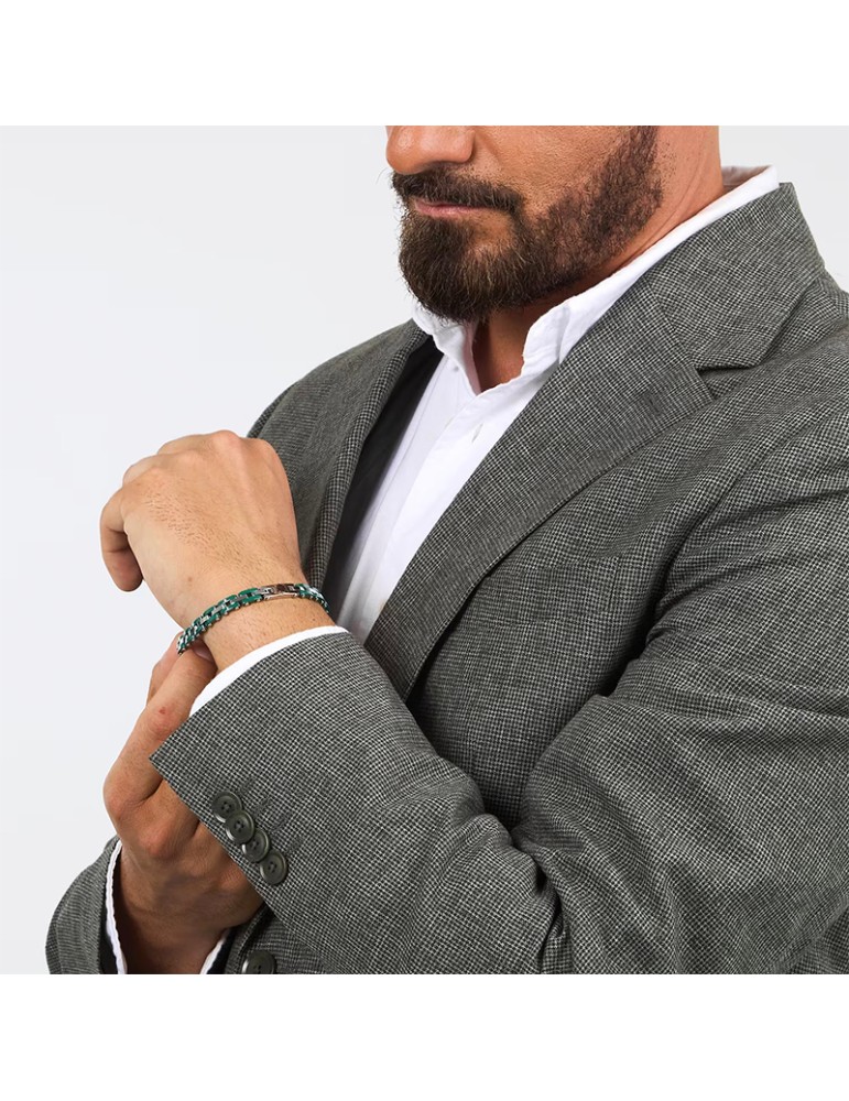 Maserati Bracelet - 316L Steel - Green Links - Silver - JM425ATZ66