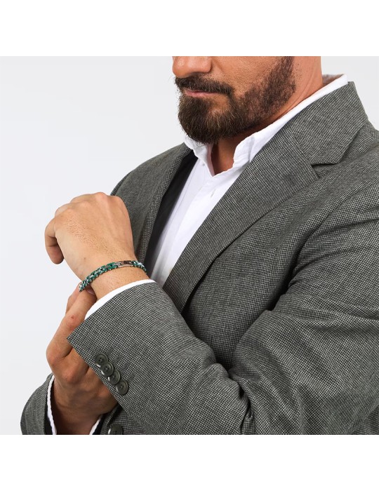 Maserati Bracelet - 316L Steel - Green Links - Silver - JM425ATZ66