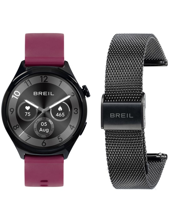 Smartwatch Breil - Doppio Cinturino - Bordeaux - Nero - 39mm - TW2182