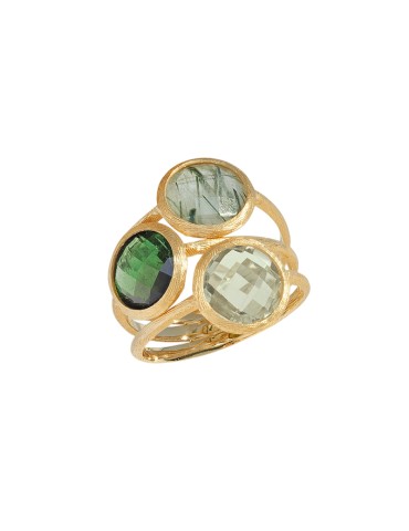 Anello Italo Bottene - Petra in Oro Giallo 18 carati con Prasiolite, Tormalina e Quarzo - 0