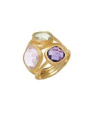 Anello Italo Bottene - Petra in Oro Giallo 18 carati con Quarzo, Ametista e Prasiolite - 0