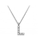 Chimento Stardust Love Necklace in 18K White Gold, Letter L, and 0.03 ct Natural Diamonds - 0
