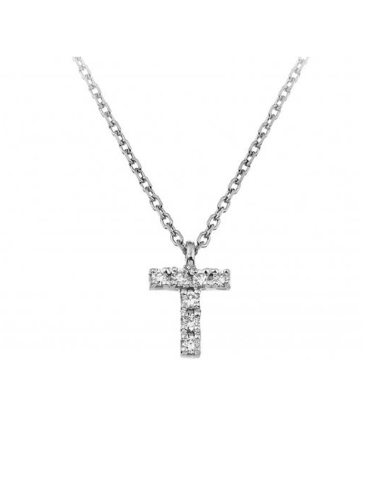 Collana Chimento - Stardust Love in Oro Bianco 18 carati Lettera T e Diamanti Naturali 0,04 ct - 1G0969TBB5450