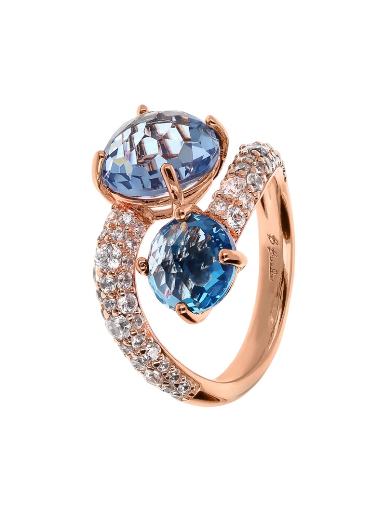 Bronzallure Ring - Rosé-Prisma Gem Blue-Size 14-WSBZ02389. BLUE-SP-14