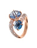 Bronzallure Ring - Rosé-Prisma Gem Blue-Size 14-WSBZ02389. BLUE-SP-14