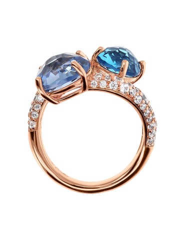 Bronzallure Ring - Rosé-Prisma Gem Blue-Size 14-WSBZ02389. BLUE-SP-14 2