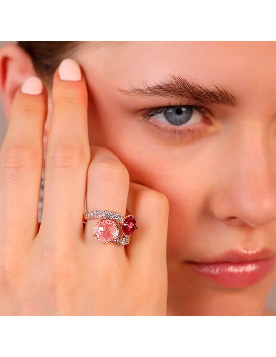 Bronzallure Ring - Red and Pink Prism Gem - WSBZ02389.RM-RU-16
