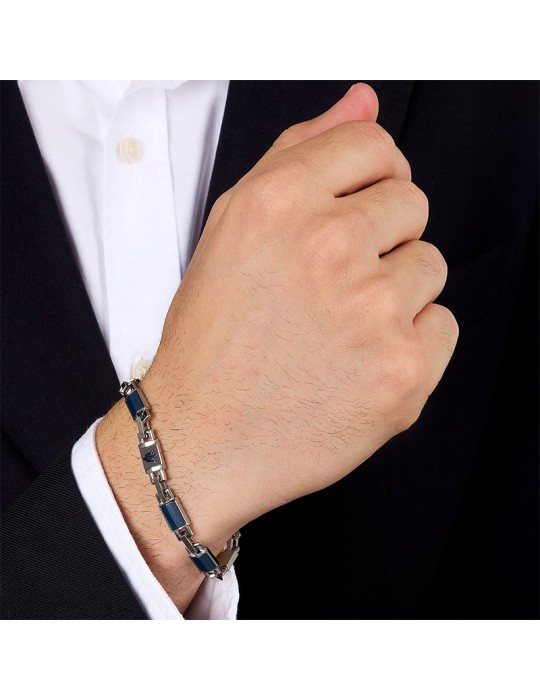 Maserati Bracelet - Ceramic - 316L Steel - Blue Links - JM425ATZ70