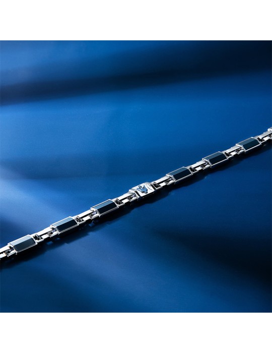 Maserati Bracelet - Ceramic - 316L Steel - Blue Links - JM425ATZ70