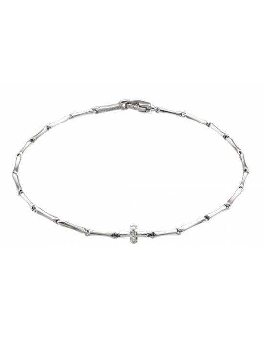 Chimento Bamboo Shine Bracelet in 18K White Gold with Natural Diamonds - 19 cm - 0