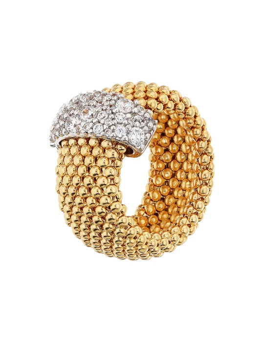 Bronzallure Ring - Popcorn Mesh - Cubic Zirconia -WSBZ02492Y.WR-14
