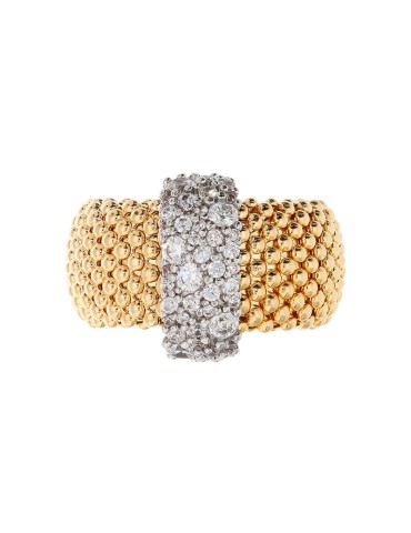 Bronzallure Ring - Popcorn Mesh - Cubic Zirconia -WSBZ02492Y.WR-14 2