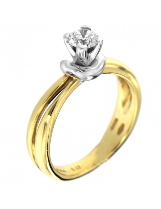 Anello Solitario Picca Donna - in Oro Giallo con Diamante - 0