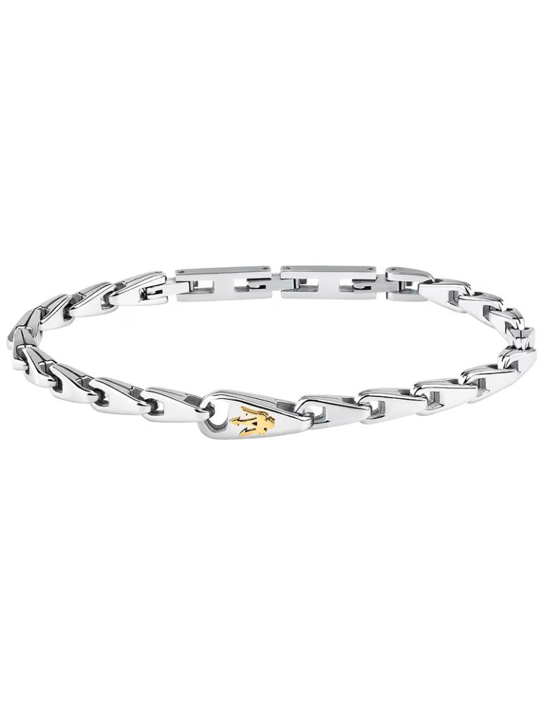 Bracciale Maserati- Acciaio-Maglie Silver-Tridiente Dorato-JM425AVD102