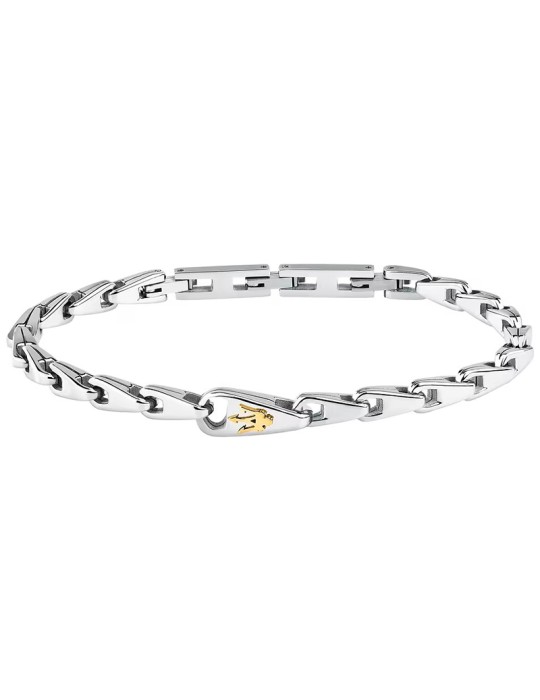 Bracciale Maserati- Acciaio-Maglie Silver-Tridiente Dorato-JM425AVD102