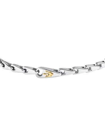 Bracciale Maserati- Acciaio-Maglie Silver-Tridiente Dorato-JM425AVD102 2