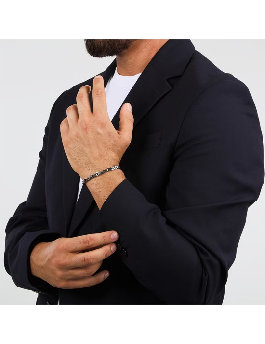 Bracciale Maserati- Acciaio-Maglie Silver-Tridiente Dorato-JM425AVD102