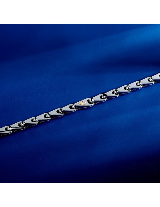 Bracciale Maserati- Acciaio-Maglie Silver-Tridiente Dorato-JM425AVD102