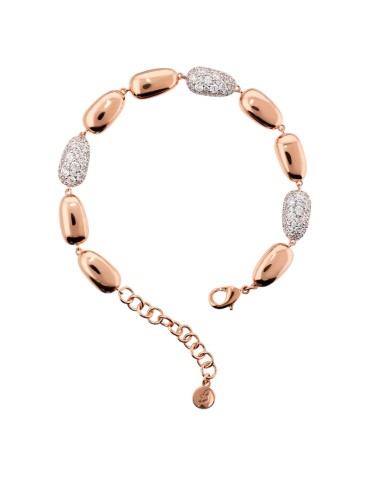 Bronzallure Bracelet - Altissima Rose Gold with Shiny Nuggets and Cubic Zirconia - 0
