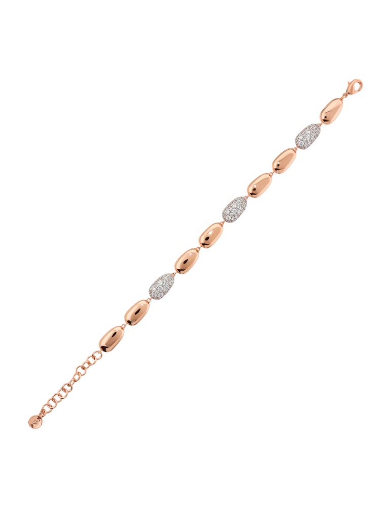 Bronzallure Bracelet - Altissima Rose Gold with Shiny Nuggets and Cubic Zirconia - 0