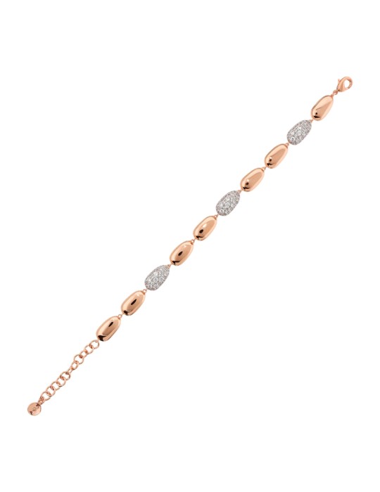 Bronzallure Bracelet - Altissima Rose Gold with Shiny Nuggets and Cubic Zirconia - 0
