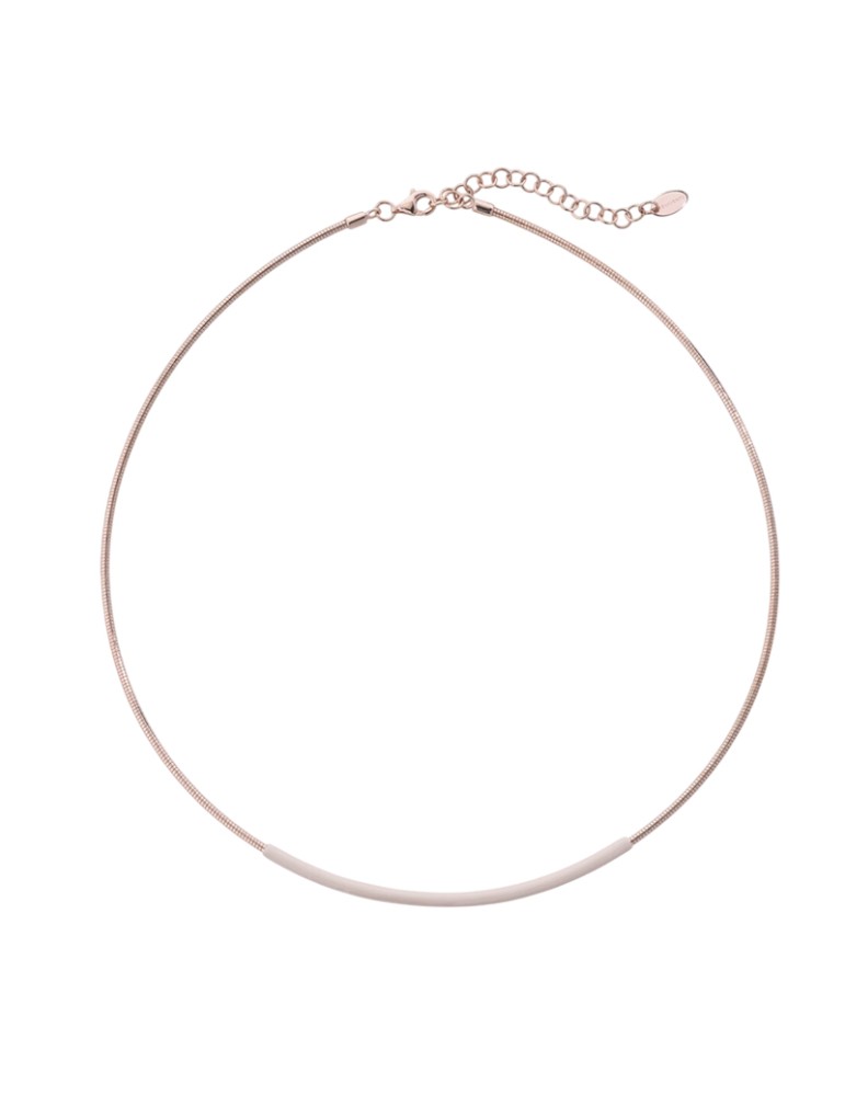 Pesavento Necklace - Brio in 925% Rose Silver with Glossy Pink Mousse Enamel - 0