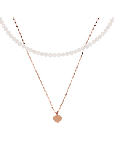 Collana Bronzallure - Rose Gold - Perle Bianche - Cuore-WSBZ02223.WPRL