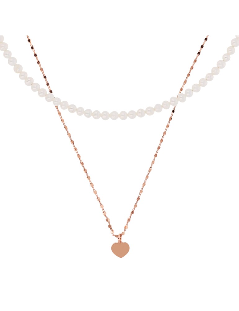 Collana Bronzallure - Rose Gold - Perle Bianche - Cuore-WSBZ02223.WPRL