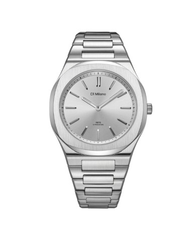 D1 Milano Watch - Ultra Thin Groovy Silver Time Only 39mm Silver - 0