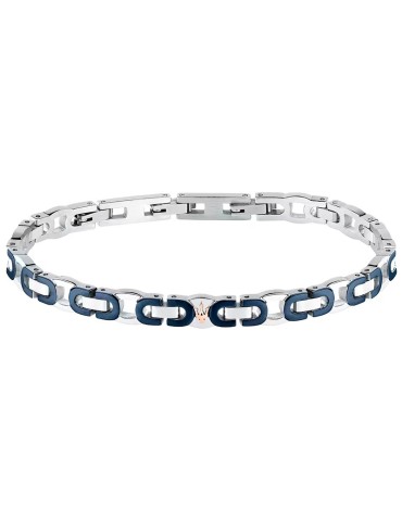 Bracciale Maserati - Maglie Blu - Tridente PVD Rose Gold - JM425AVD96