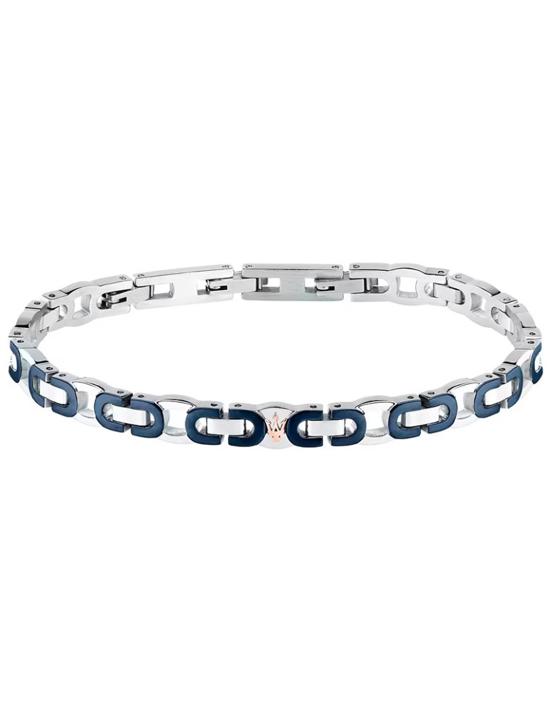 Maserati Bracelet - Blue Links - Trident PVD Rose Gold - JM425AVD96