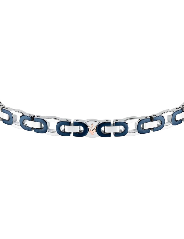 Bracciale Maserati - Maglie Blu - Tridente PVD Rose Gold - JM425AVD96
