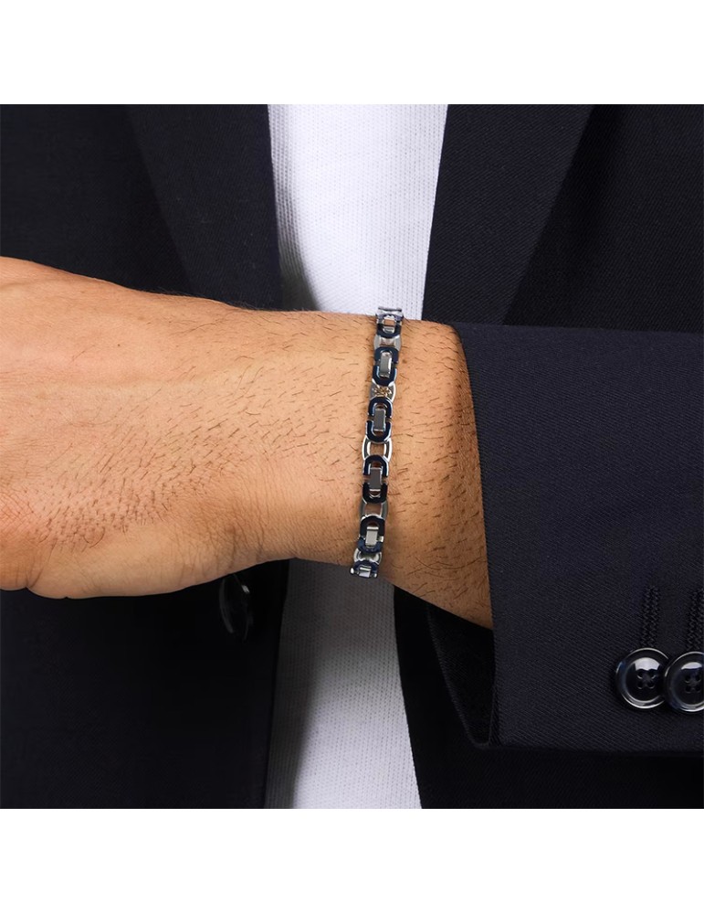 Bracciale Maserati - Maglie Blu - Tridente PVD Rose Gold - JM425AVD96