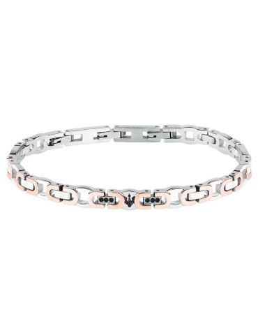 Bracciale Maserati-Acciaio 316L-Maglie Rosè-Cristalli Neri-JM425AVD97
