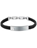 Maserati bracelet - black recycled leather - steel plate - JM525AVE34