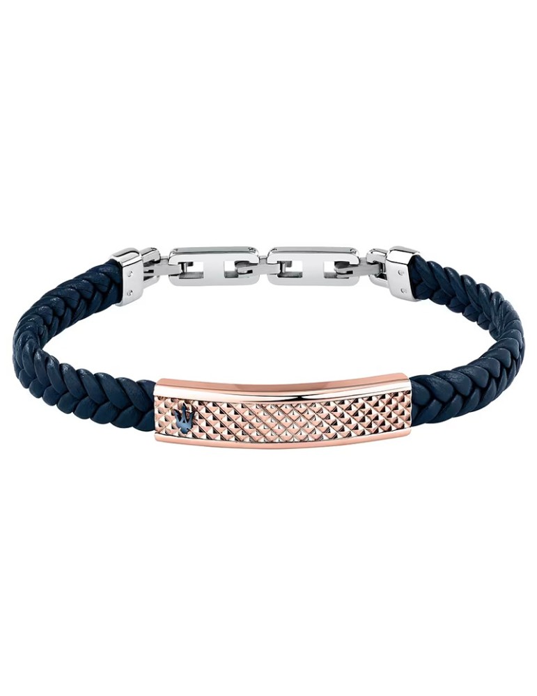 Maserati Bracelet - Blue Recycled Leather - Rose Gold Plate -JM525AVE35