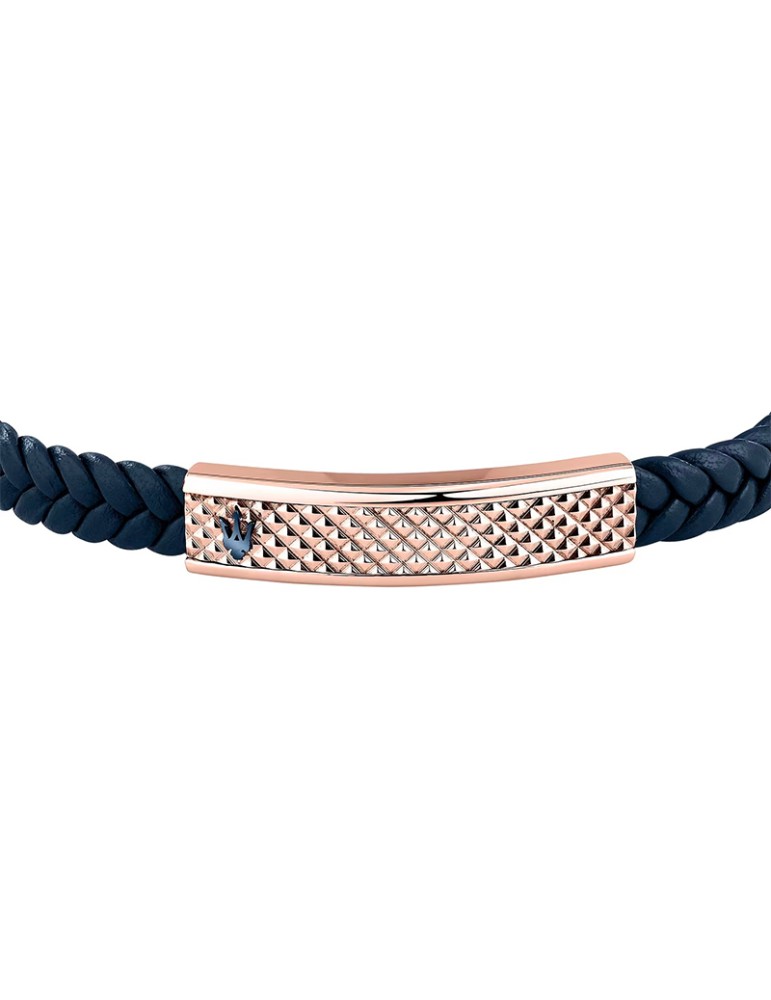 Maserati Bracelet - Blue Recycled Leather - Rose Gold Plate -JM525AVE35