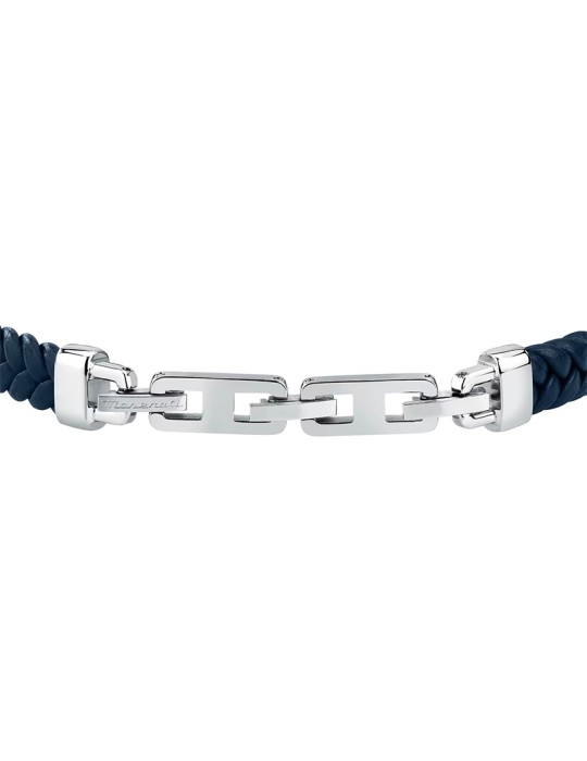 Bracciale Maserati - Pelle Riciclata Blu - Targa Rose Gold -JM525AVE35