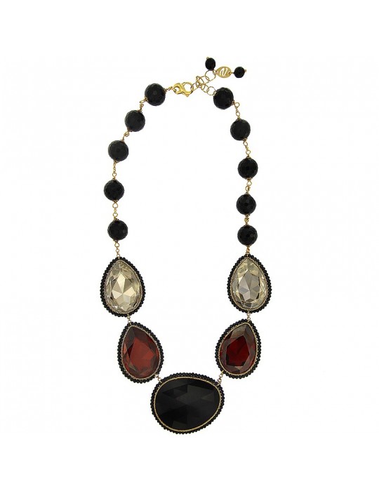 Sikè Necklace - 925% Gold Plated Silver - Black Onyx - Swarovski - SW0021